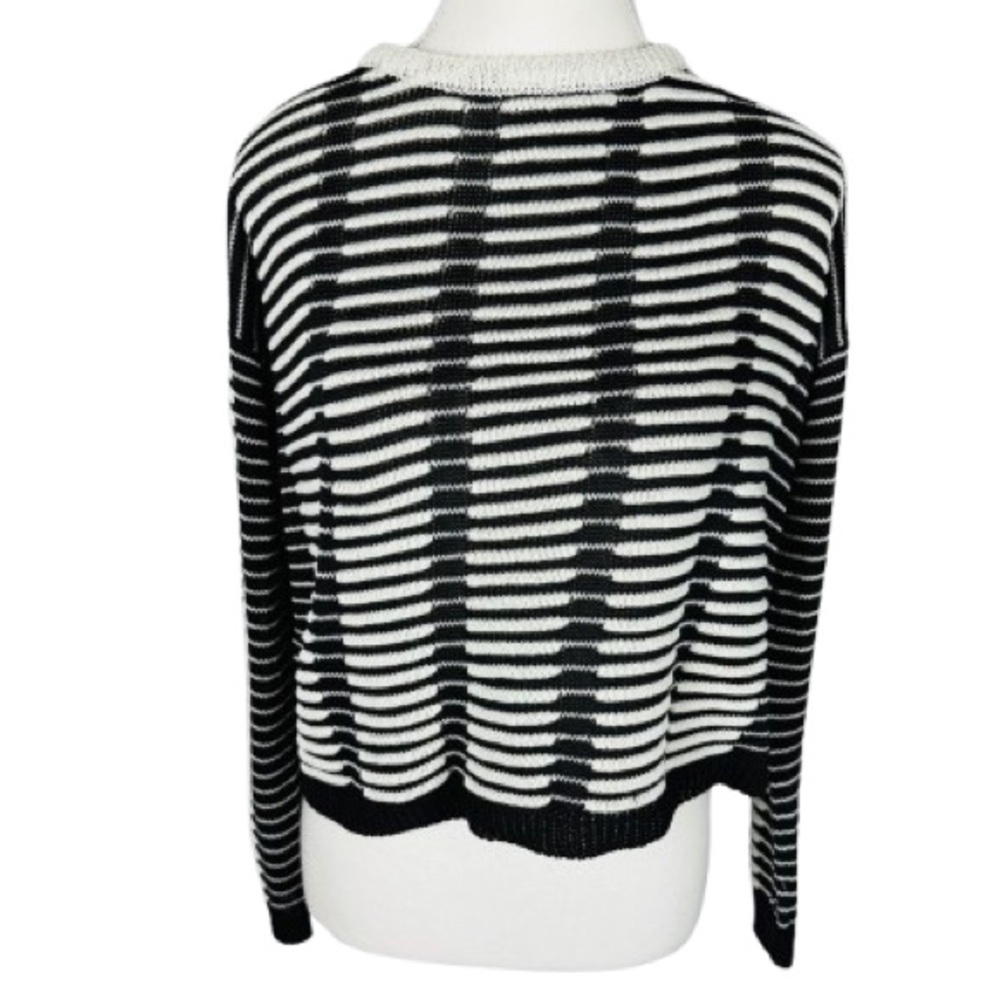 🌟SALE🌟 Sans Souci Black and White Striped Textured Sweater Size S